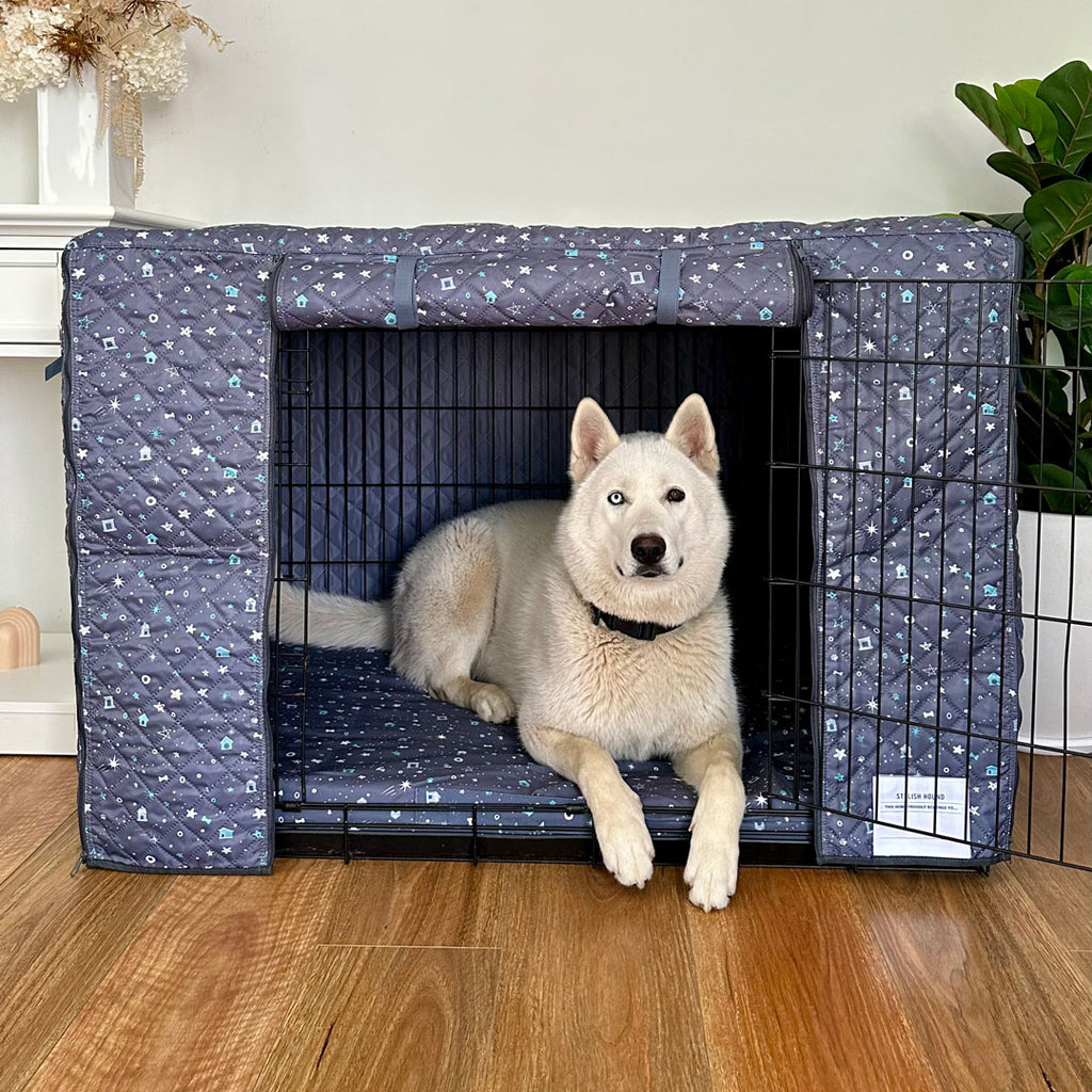 Covering dog clearance crate at night