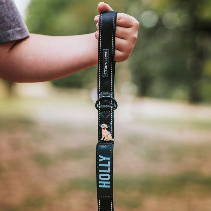 Jet Black Personalised Leash