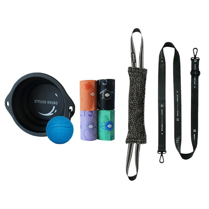 Collapsible Water Bowl + Duo Tug + Ball Holder + Tough Ball + Longer Strap + Poop Bag