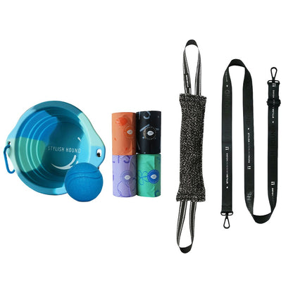 Collapsible Water Bowl + Duo Tug + Ball Holder + Tough Ball + Longer Strap + Poop Bag