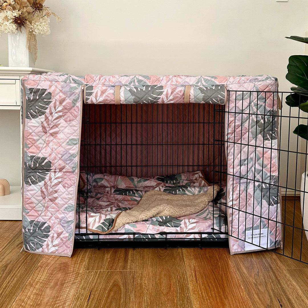 Pink dog crate cover best sale