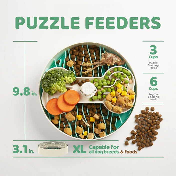 Green Puzzle Feeder Bowl