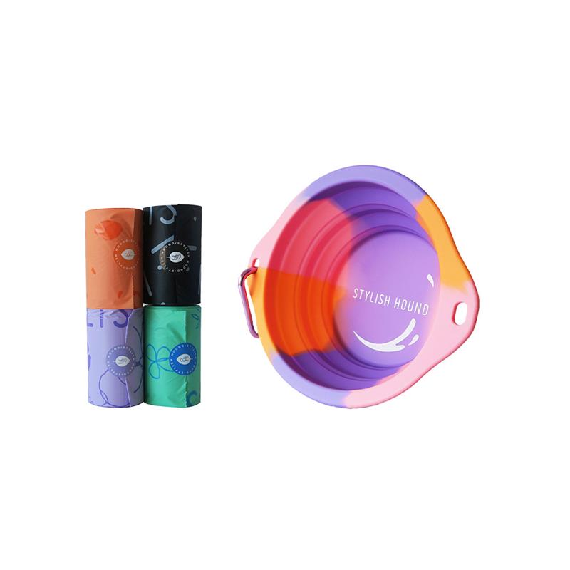 Collapsible Bowl + 4x Poop Bag