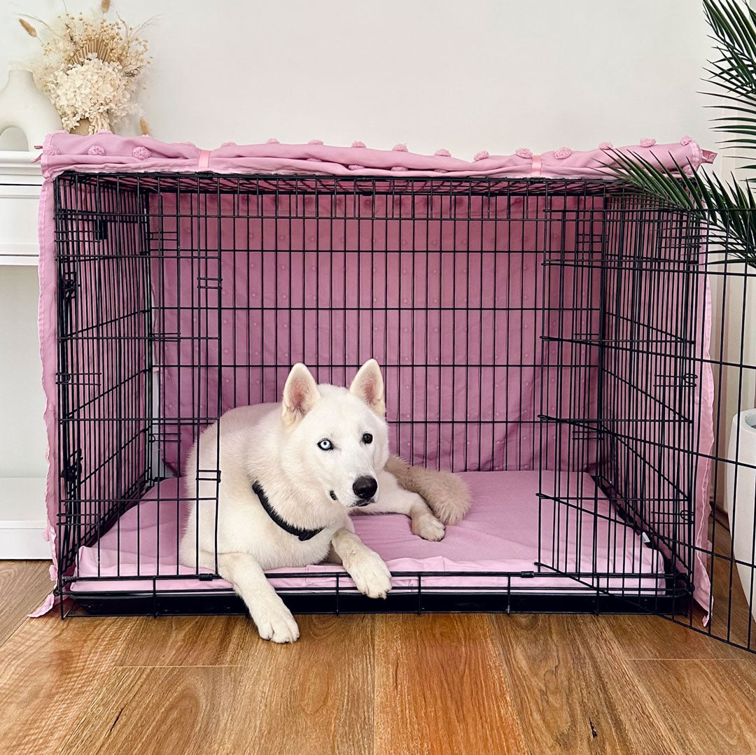 Pink dog crate cover hotsell